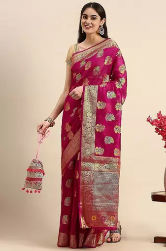 pink ethnic motifs zari organza kanjeevaram saree