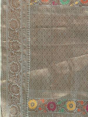 blue ethnic motifs zari organza kanjeevaram saree 5