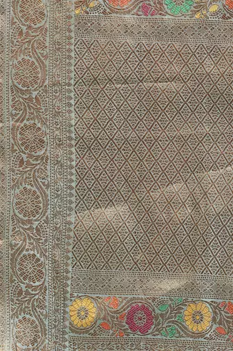blue ethnic motifs zari organza kanjeevaram saree