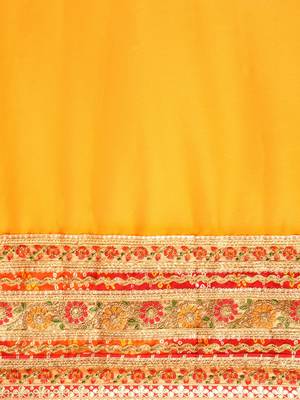 yellow bandhani gotta patti pure chiffon saree 4