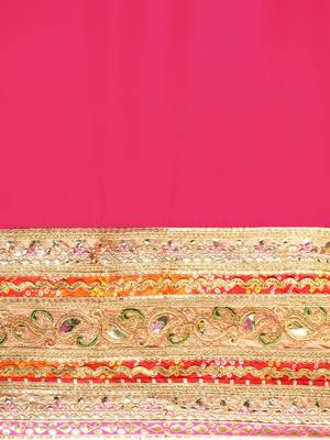 pink bandhani gotta patti pure chiffon saree 4