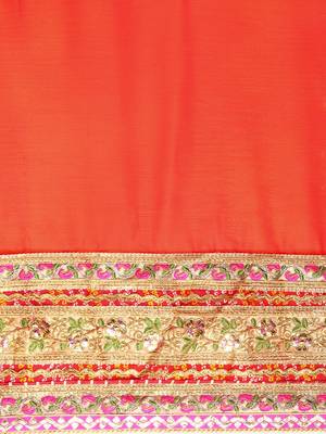 orange bandhani gotta patti pure chiffon saree 4