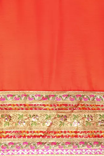 orange bandhani gotta patti pure chiffon saree