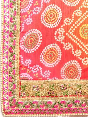 orange bandhani gotta patti pure chiffon saree 5