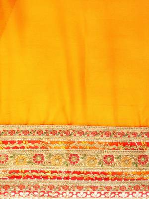 yellow bandhani gotta patti pure chiffon saree 4