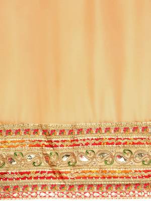 beige bandhani gotta patti pure chiffon saree 4
