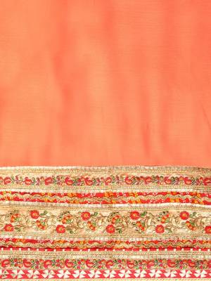 peach bandhani gotta patti pure chiffon saree 4