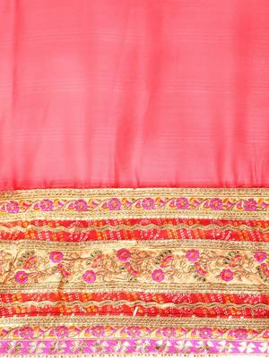peach bandhani gotta patti pure chiffon saree 4