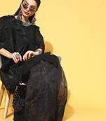 black ethnic motifs saree with embroidered border
