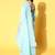 blue floral organza saree with embroidered border