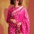 pink striped zari banarasi saree