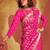 pink striped zari banarasi saree