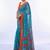 blue floral brasso fusion saree