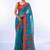blue floral brasso fusion saree