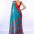 blue floral brasso fusion saree