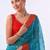 blue floral brasso fusion saree