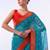 blue floral brasso fusion saree