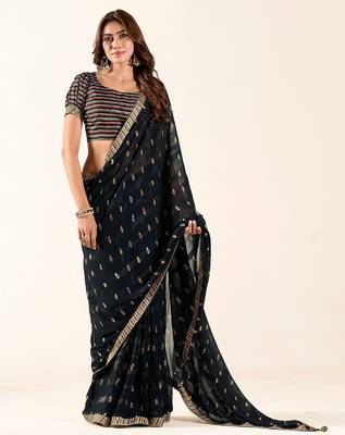 black embellished gotta patti saree 1