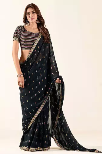 black embellished gotta patti saree