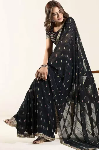 black embellished gotta patti saree
