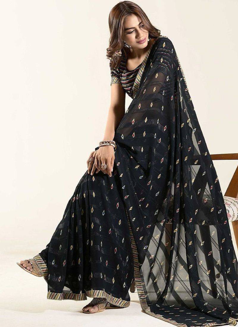 black embellished gotta patti saree