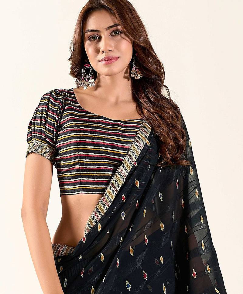 black embellished gotta patti saree