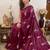 purple purple & pink floral sequinned poly georgette saree with blouse piece