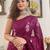 purple purple & pink floral sequinned poly georgette saree with blouse piece