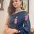 teal teal blue & pink embellished sequinned saree