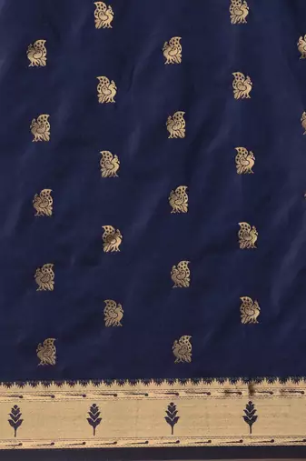 navy_blue navy blue woven design zari silk blend paithani saree