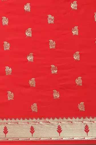 red red woven design zari silk blend paithani saree