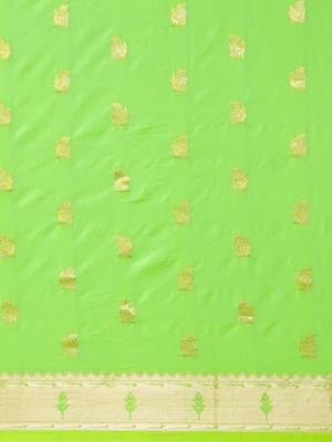 light_lime lime green woven design zari silk blend paithani saree 4