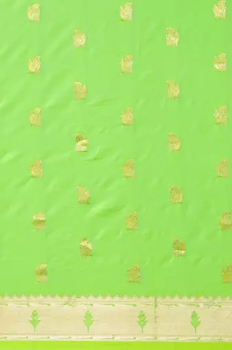 light_lime lime green woven design zari silk blend paithani saree