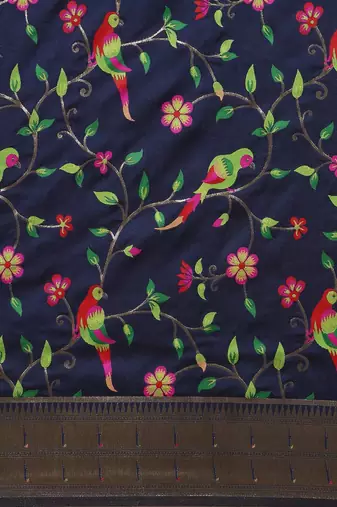navy_blue ethnic motifs zari silk blend paithani saree