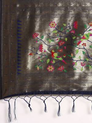 navy_blue ethnic motifs zari silk blend paithani saree 5