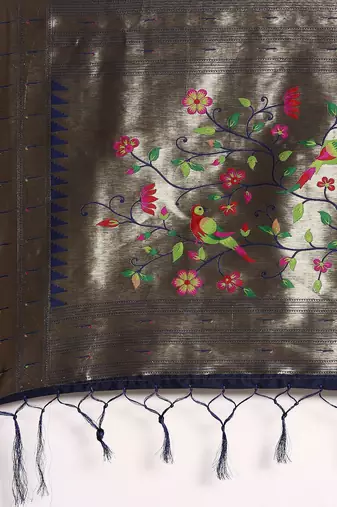 navy_blue ethnic motifs zari silk blend paithani saree