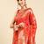 orange ethnic motifs zari silk blend paithani saree