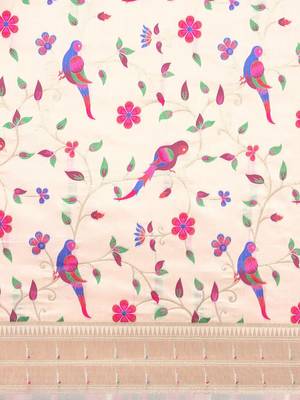 white ethnic motifs zari silk blend paithani saree 4