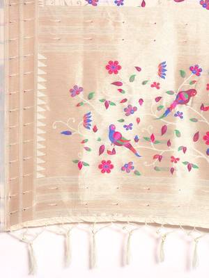 white ethnic motifs zari silk blend paithani saree 5