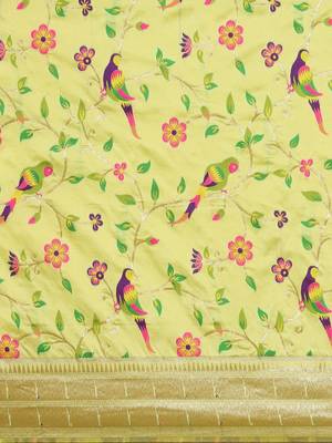 green ethnic motifs zari silk blend paithani saree 4