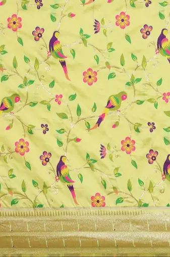 green ethnic motifs zari silk blend paithani saree
