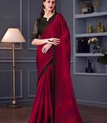 pink embellished sequinned satin saree