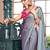 teal teal & magenta striped satin saree