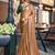 orange orange & green striped satin saree