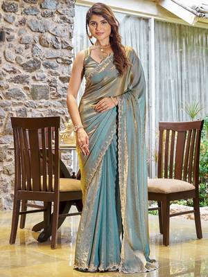 blue beads and stones saree 1