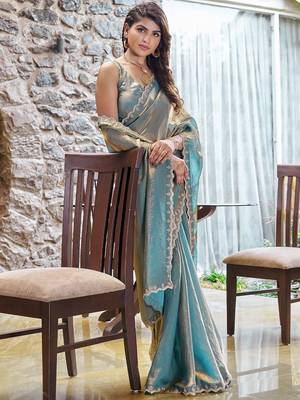 blue beads and stones saree 3