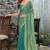 green beads and stones satin saree