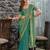 green beads and stones satin saree