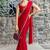 red embellished beads and stones satin saree