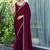 maroon women embellished beads and stones satin saree